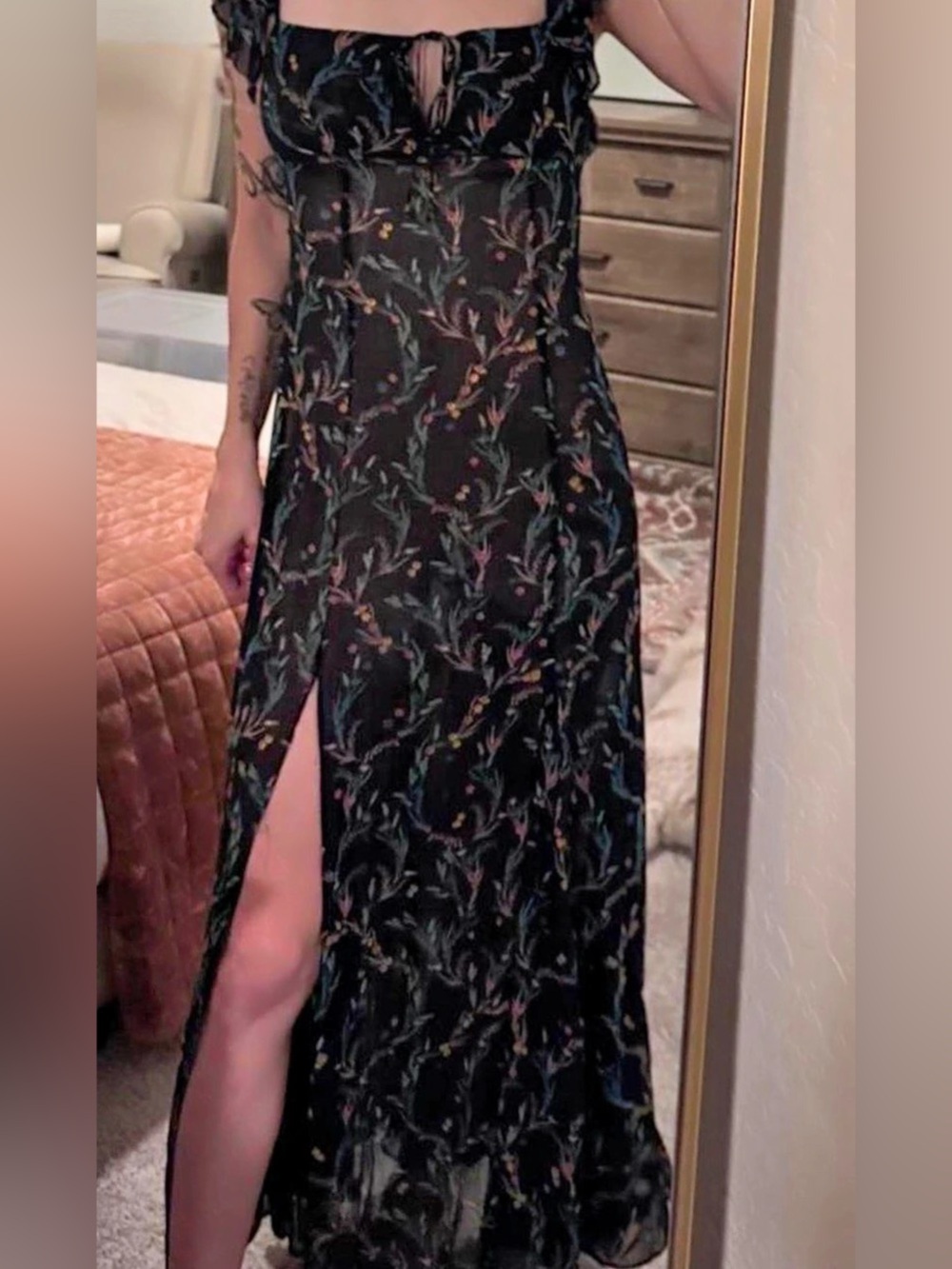 Free People Floral Sheer Maxi Dress